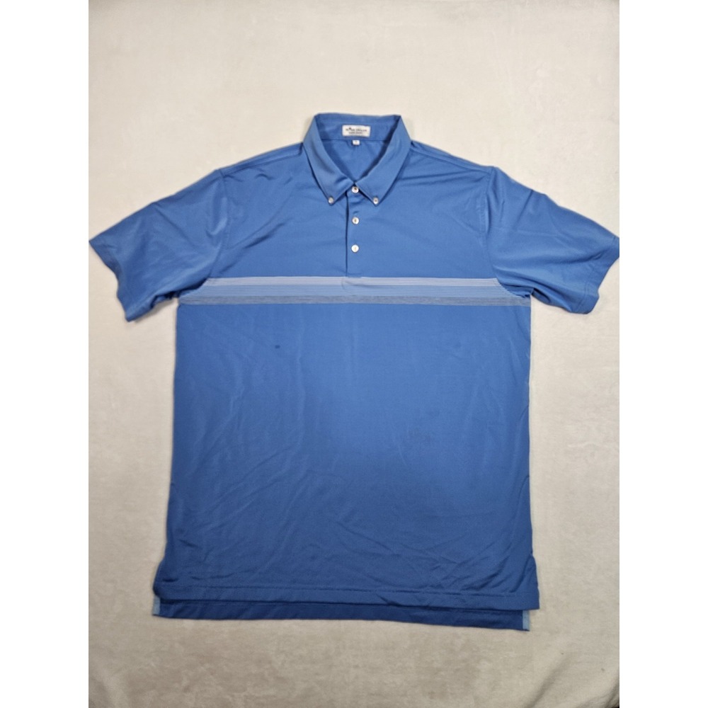 Peter Millar Summer Comfort Polo Shirt Men's XL Blue Striped Stretch Golf Prep